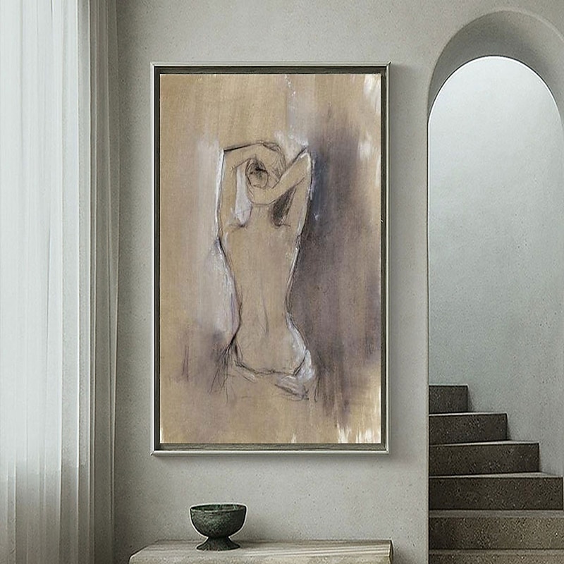 Handmade Hand Painted Oil Painting Wall Modern Abstract Painting Nude Lady  Canvas Painting Home Decoration Decor Rolled Canvas No Frame Unstretched4