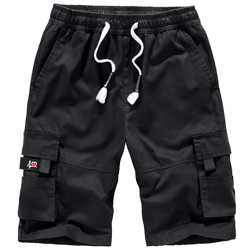Men's Tactical Shorts Cargo Shorts Camo Shorts Summer Shorts Drawstring Elastic Waist Solid Color Camo / Camouflage Ripstop Breathable Black Army Green2