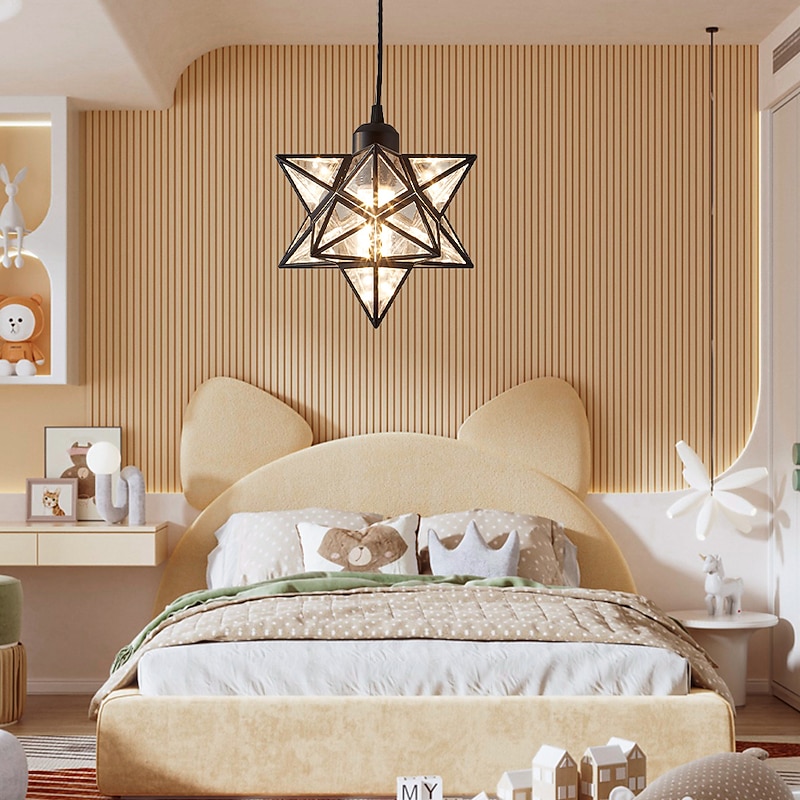 LED Pendant Lights Brass/Black Moravian Starseed Pendant Light Fixture, 11"3