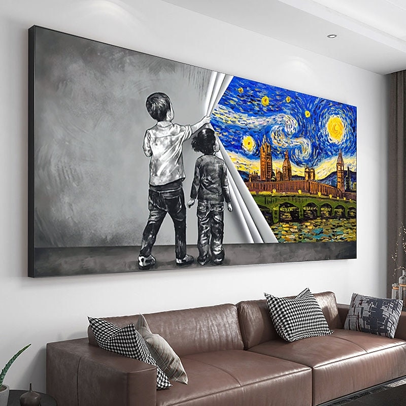 Handmade Hand Painted Wall Art Modern Abstract Van Gogh Starry Night Landscape Home Decoration Decor Rolled Canvas No Frame Unstretched2