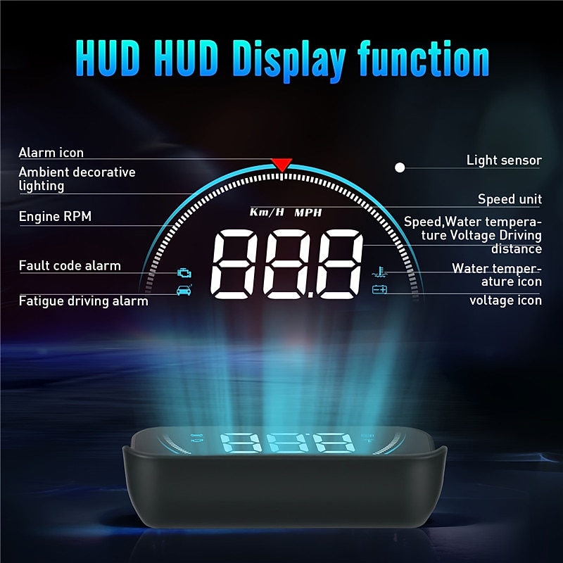 OBD2 GPS Car Projector M8 MPH KMH Auto Hud Speedometer Windshield 3.5'' Screen Size HD Car Head-up Display Alarm Accessories3