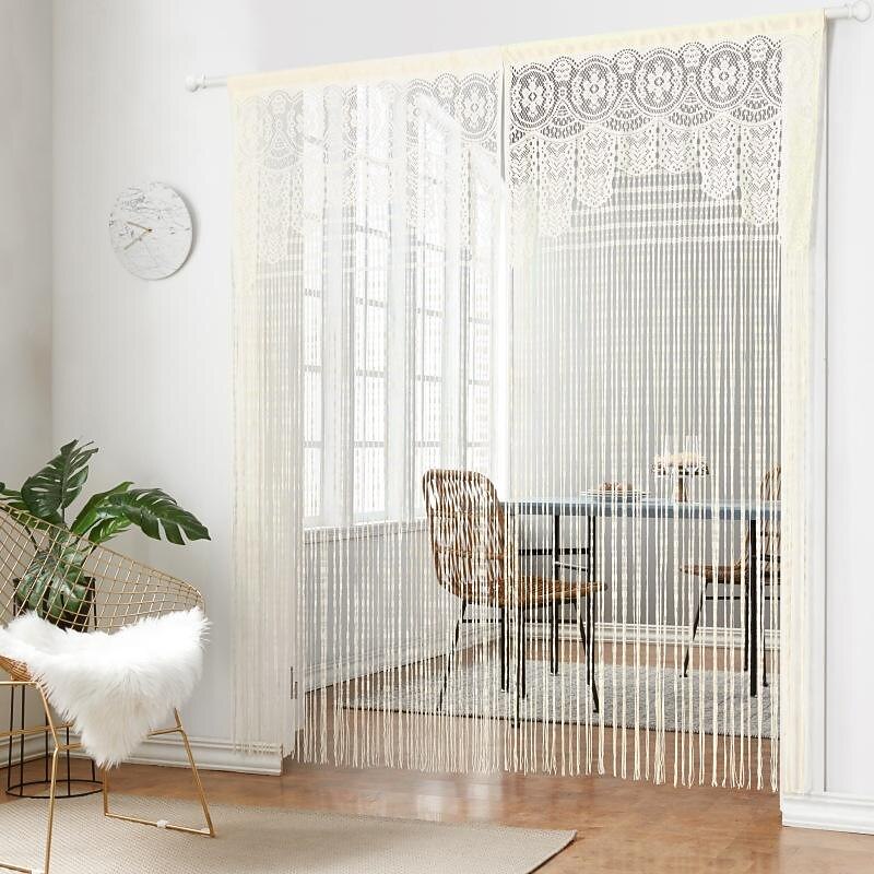 String Curtain Doorway Curtain Beaded Tassels Curatin, Boho Macrame Sliding Door Curtain Wedding Tapestry Decoration, Room Divider for Pergola Outdoor Patio4
