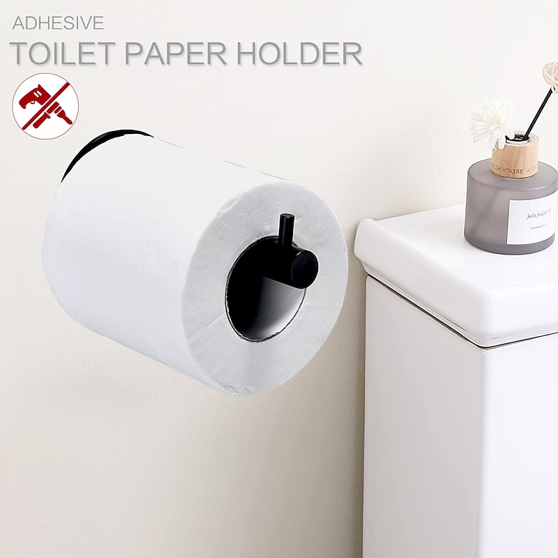 Self-adhesive Toilet Paper Holder SUS304 Stainless Steel Roller Paper Matte Black Storage Rack Tissue Roll Hanger Bathroom Paper Towel Dispenser Office Toilet Paper Holder2
