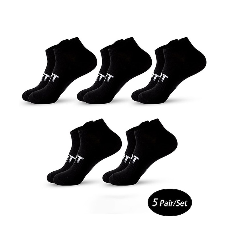 Men's 5 Pairs Socks Ankle Socks Sport Socks / Athletic Socks Low Cut Socks Black White Color Plain Casual Daily Basic Medium Summer Spring Fall Stylish Traditional / Classic