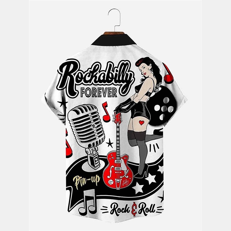 Men's Letter Hula Girls Shirt Summer Hawaiian Shirt Aloha Shirt Short Sleeves Shirt Turndown Vintage Fashion Streetwear Outdoor Street Casual Black Yellow Black / Red S M L3