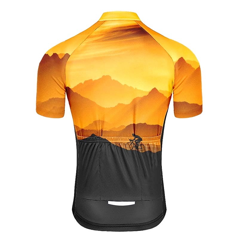 21Grams Men's Cycling Jersey Short Sleeve Bike Jersey 3 Rear Pockets Reflective Strips Gradient Top Summer Bike wear Mountain Bike Shirt Sports Cycling Clothing Breathable Quick Dry Moisture Wicking3