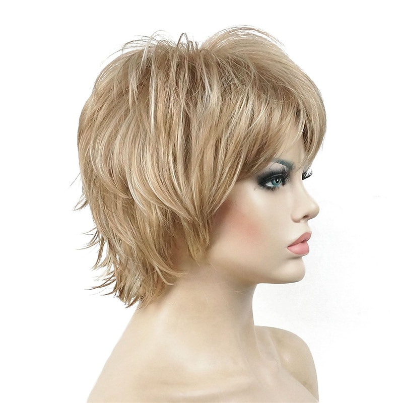 Short Layered Shaggy Wavy Full Synthetic Wigs
