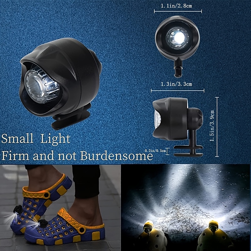 Rechargeable Headlights for Clog 1/2pcs Night Walking Clog Buckle Shoe Headlights Accessories Waterproof 3 Lighiting Modes for Adults Kids Camping Hiking Outdoor Adventure2