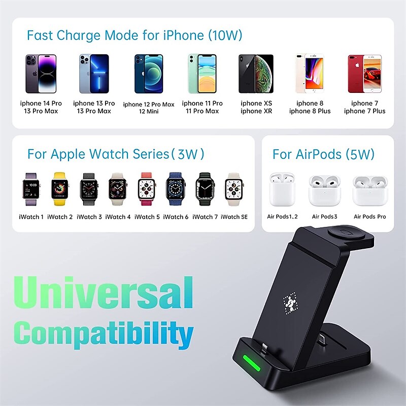 3 In 1 Multifunctional Wireless Charger Charging Station For iPhone/iWatch/AirPods Samsung Ultra Galaxy Watch Buds3