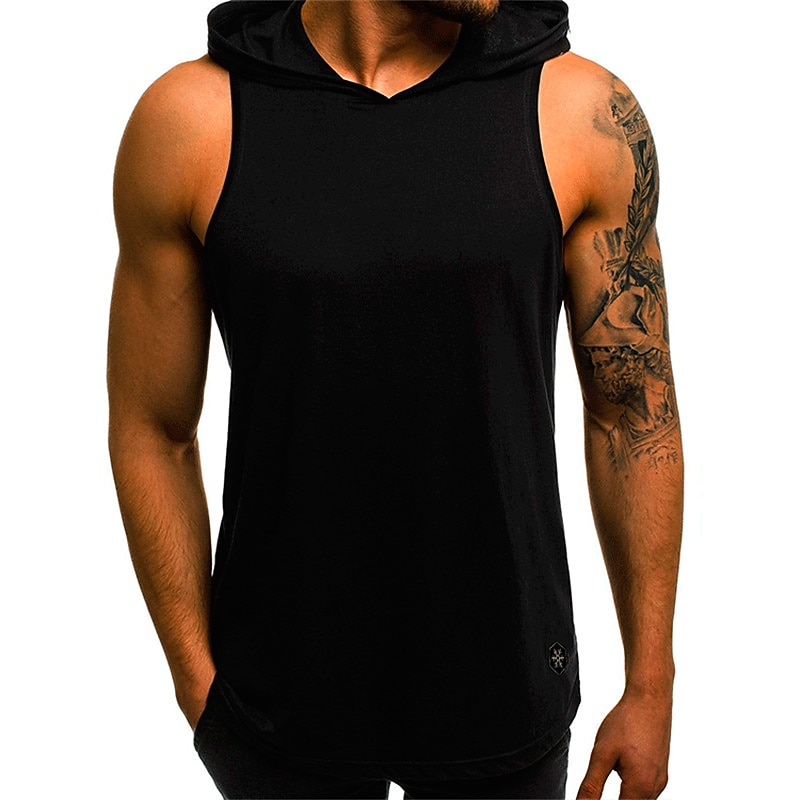Men's Tank Top Vest Top Undershirt Sleeveless Shirt Sleeveless Hooded Summer Plain Camouflage Fashion Streetwear Muscle Sports & Outdoor Athleisure Gym Black White Wine Top Tee for Men4