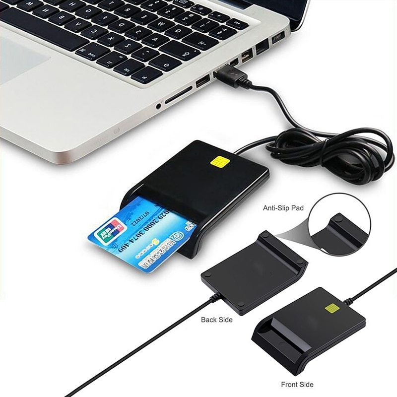 Smart Card Reader Common Access CAC USB For Home Black With CD Drive4