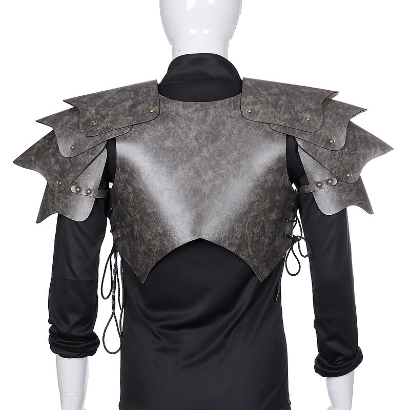 Retro Vintage Punk & Gothic Medieval Cosplay Costume Armor Chemise Knight Ritter Viking Outlander Solid Colored Fancy Dress Men's Viking Performance Party / Evening Stage Adults' Shoulder Armor3