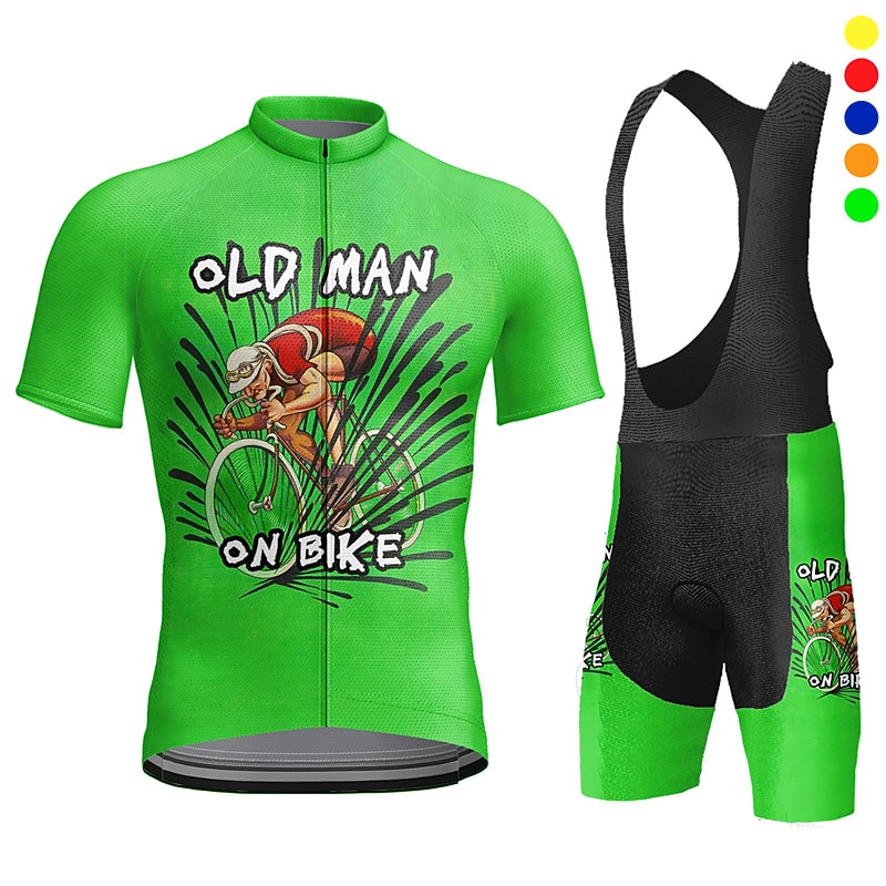 Men's Cycling Jersey with Bib Shorts Short Sleeve Mountain Bike MTB Road Bike Cycling Yellow Pink Red Graphic Bike Clothing Suit 3D Pad Breathable Quick Dry Back Pocket Polyester Spandex Sports