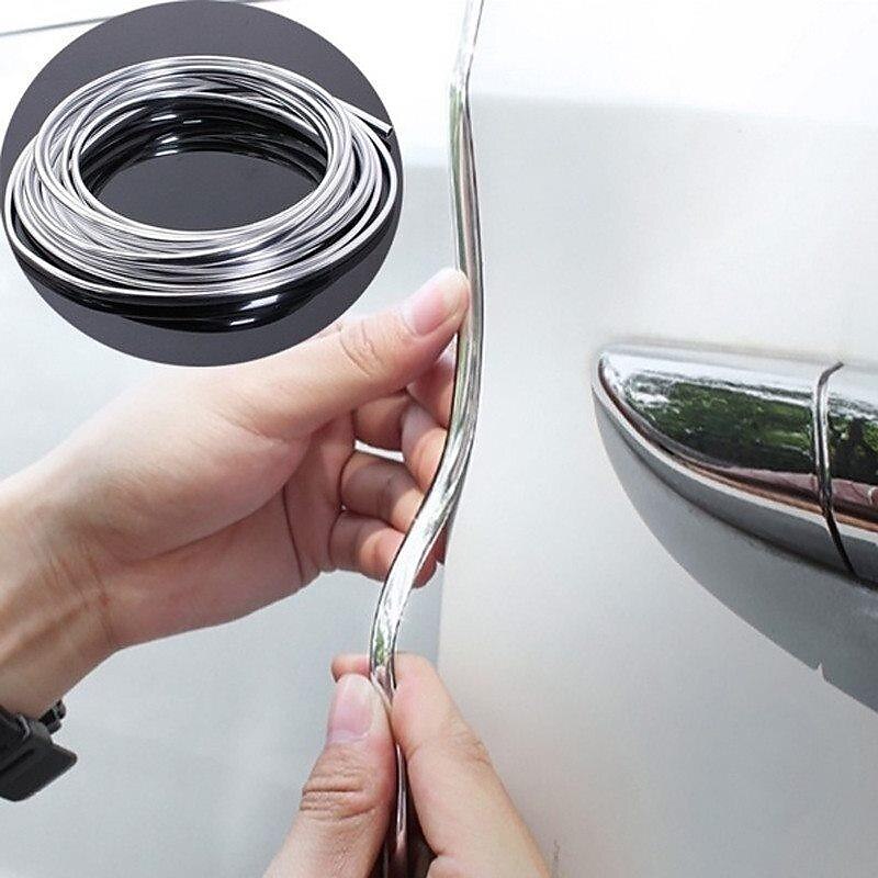 StarFire 5M Car Door Edge Scratch Protection Strip Bumper Anti-collision Strip DIY Silver PVC Molding Decorative Strip Auto Accessories