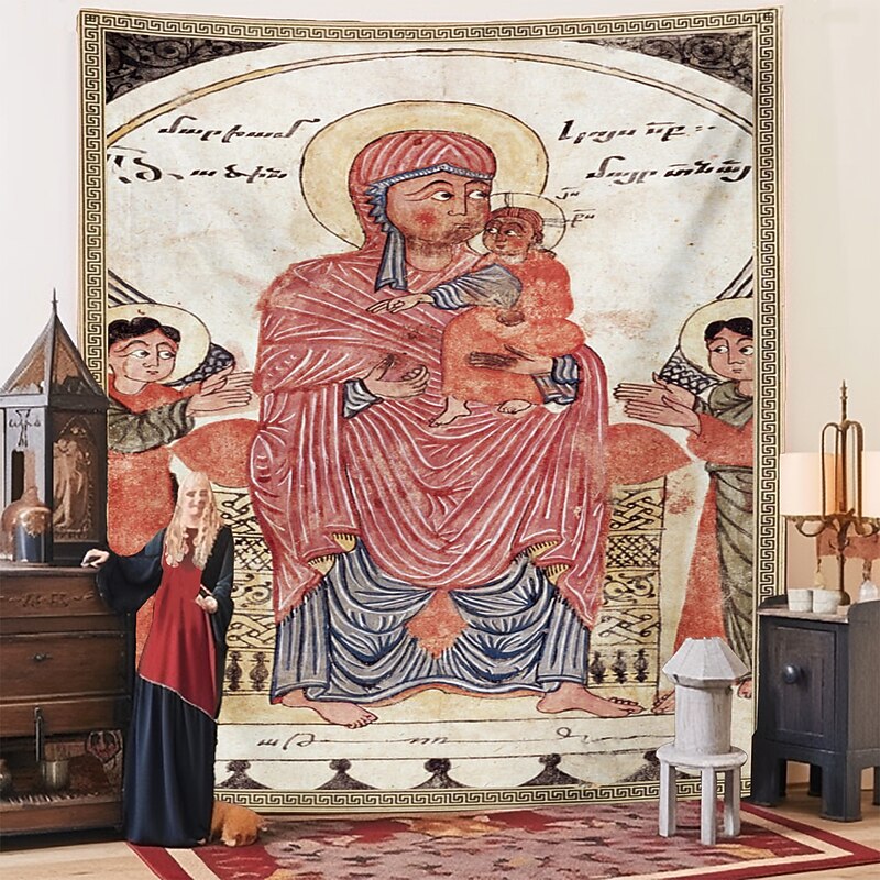 Medieval Painting Tapestry Middle Age Tapestry Wall Art Decor Photograph Backdrop Blanket Curtain Home Bedroom Living Room Decoration4