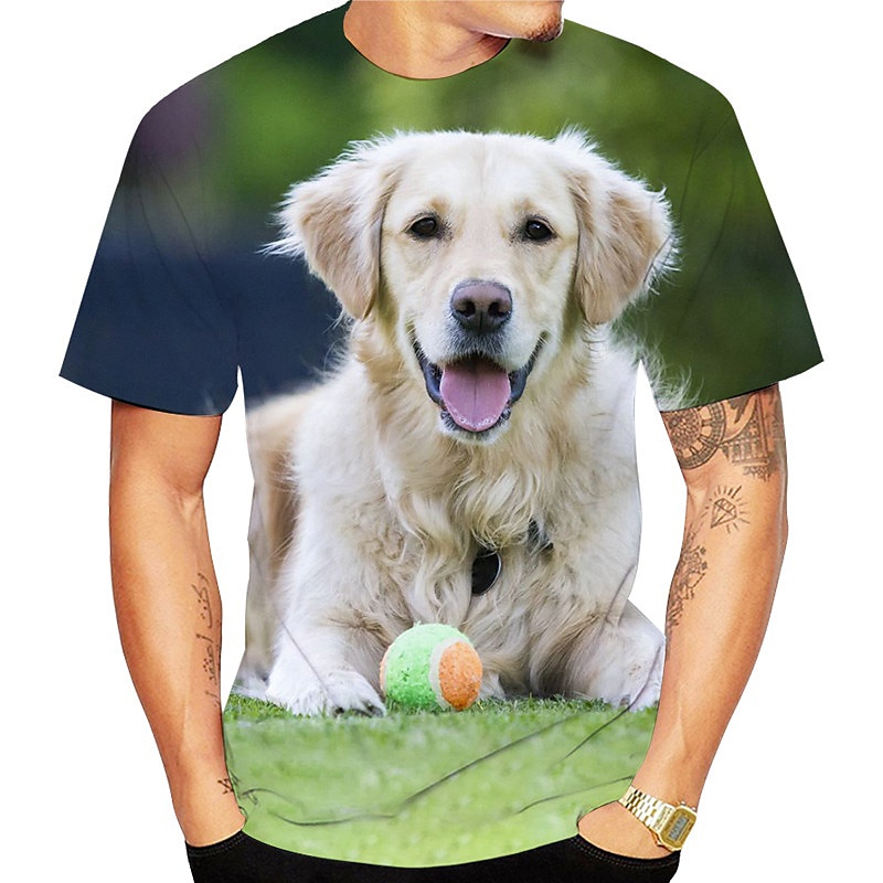 Animal Dog Golden Retriever T-shirt Anime 3D Graphic For Couple's Men's Women's Adults' Masquerade 3D Print Casual Daily3