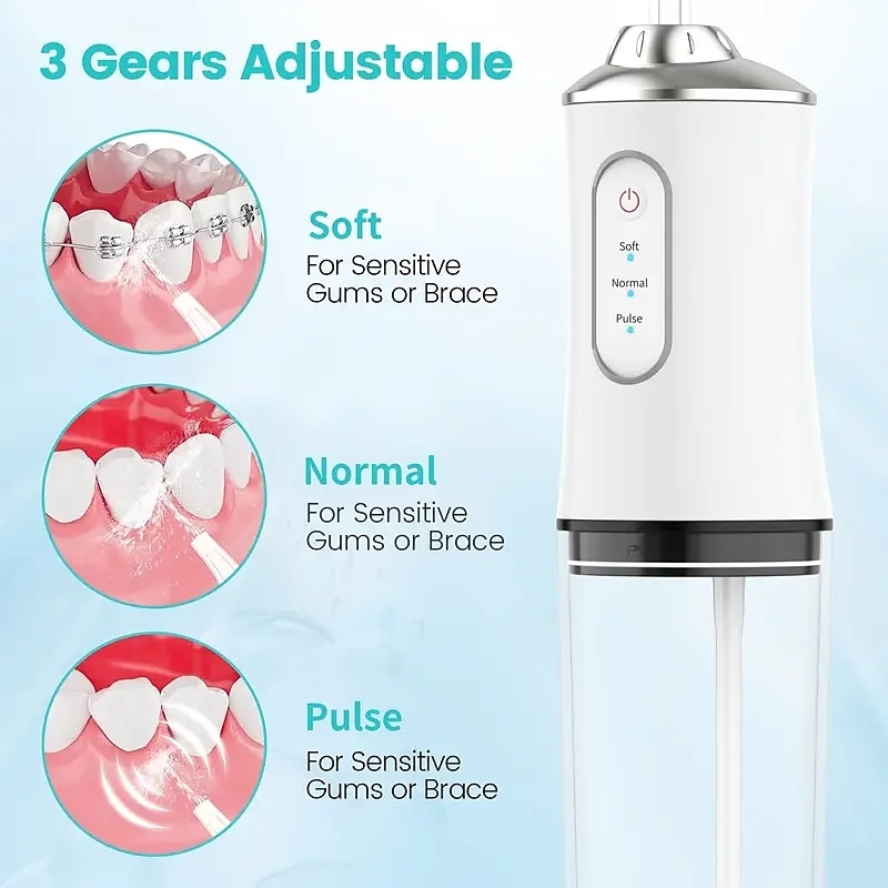 4 In 1 Water Flosser For Teeth Cordless Water Flossers Oral Irrigator With DIY Mode 4 Jet Tips Tooth Flosser Portable And Rechargeable For Home Travel For Men And Women Daily Teeth Care
