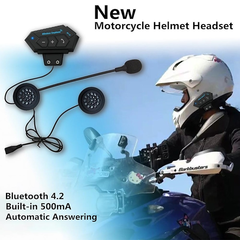 Motorcycle Bluetooth 5.0 Helmet Intercom Wireless Hands-free Telephone Call Kit Stereo Anti-interference Interphone Music Player