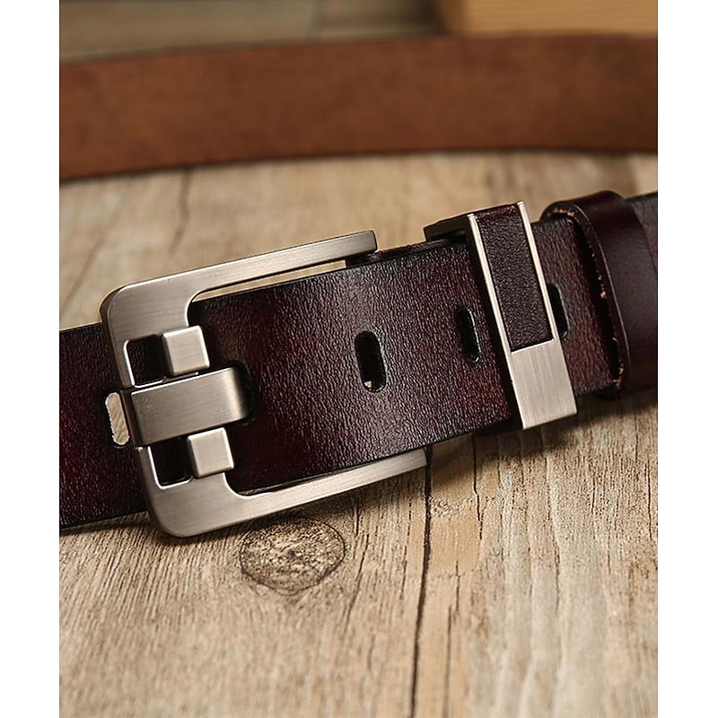 Men's Dress Belt Leather Belt Ratchet Belt Black Brown Alloy Retro Traditional Plain Daily Wear Going out Weekend3