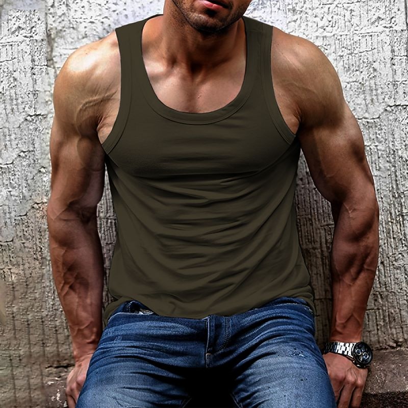 Men's Tank Top Vest Top Undershirt Sleeveless Shirt Sleeveless Crew Neck Summer Plain Fashion Designer Muscle Outdoor Going out Gym Black White Brown Top Tee for Men3