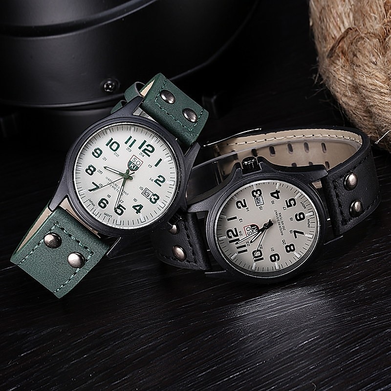 Sport Military Watches Fashion Casual Analog Quartz Watch Leather Analog Men Luxury Wristwatch Quartz Watch for Men's Men Analog Quartz Casual Classic Wristwatch4