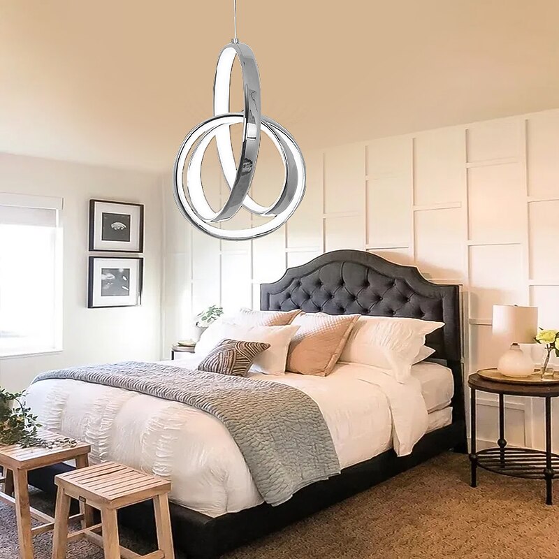 LED Modern Mini Pendant Light Ring Design Hanging Suspension Lighting Nordic Modern 10W 800Lm Light Aluminium Chrome Finishing for Dining Living Room Kichten Lamp3