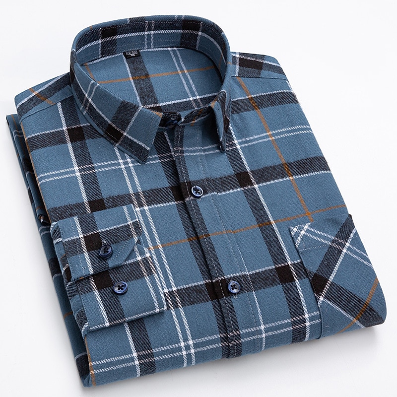 Men's Dress Shirt Stripes and Plaid Wedding Office & Career Light Pink Dark Red Yellow Light Green Turndown All Seasons Clothing Apparel3