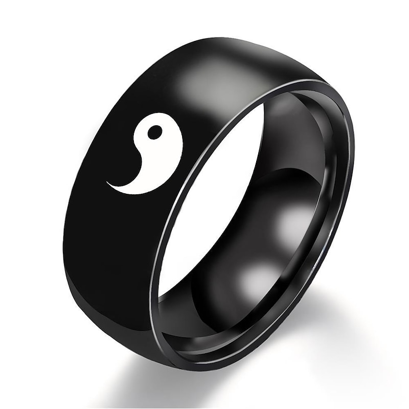 stainless steel black yin yang tai chi ring band for men/best friend//boyfriend (his size 11)3