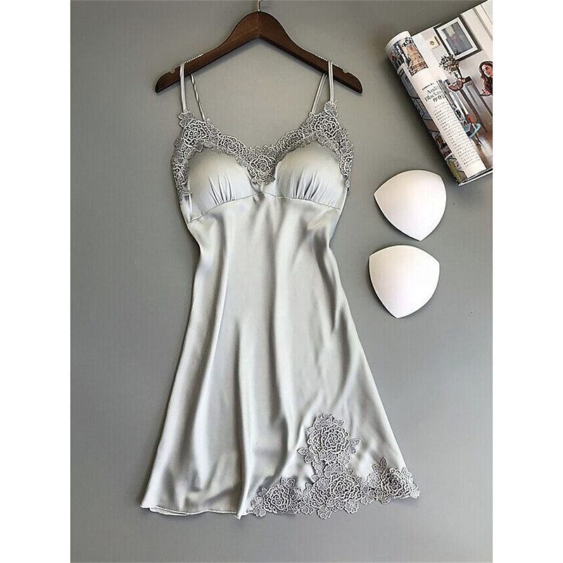 Women's Valentine Leopard Night Dress Sexy Lingerie Chemises Negligees Dress Pure Color Lovers Hot Comfort Home Bed Breathable Straps Sleeveless Backless Summer Spring Home Outfits Date Night Outfit3