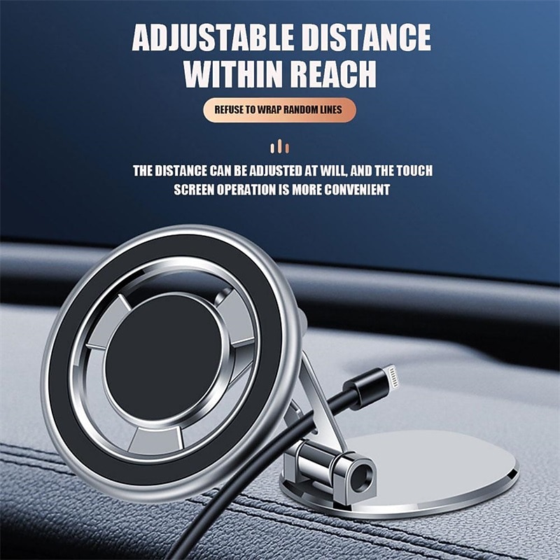 Metal Magnetic Mobile Phone Car Mount for Iphone 14 13 12 Pro Max for Magsafe Adhesive Instrument Panel Adjustable Phone Holder2
