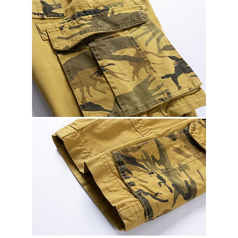 Men's Cargo Shorts Bermuda shorts with Side Pocket Multi Pocket Flap Pocket Solid Color Going out Streetwear Fashion Cargo Shorts ArmyGreen Blue4