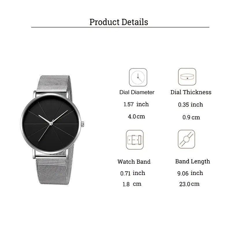 Fashion Mens Quartz Watches Ultra Thin Casual Minimalist Men Business Mesh Belt Wrist Watch2