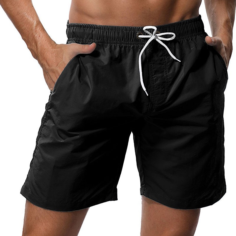 Men's Board Shorts Swim Shorts Swim Trunks Shorts Pocket with Mesh lining Plain Comfort Breathable Holiday Going out Hawaiian Boho Gray Green Black3