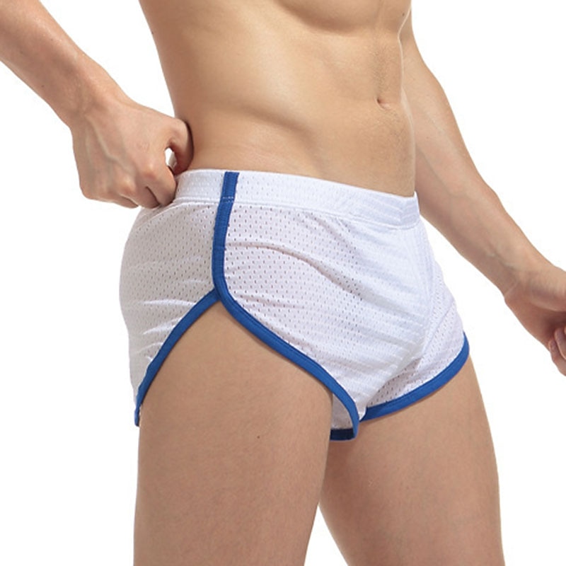 Men's Swimwear Swim Shorts Swim Briefs Mesh Shorts Plain Comfort Breathable Running Swimming Pool Sports Black White3