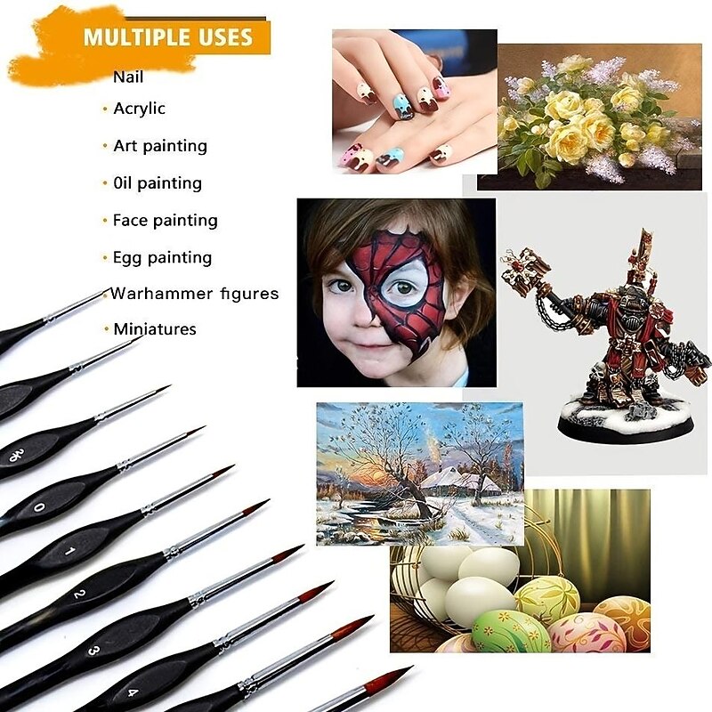 Detailing Brushes Set, 10pcs Miniature Brushes For Fine Detailing And Art Painting - Acrylic, Watercolor, Oil Painting, Model, Warhammer 40k4