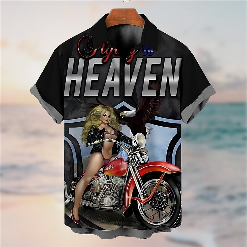 Men's Letter Vintage Hula Girls Shirt Summer Hawaiian Shirt Aloha Shirt Short Sleeves Shirt Turndown Vintage Fashion Streetwear Outdoor Street Casual Black Yellow Blue S M L3