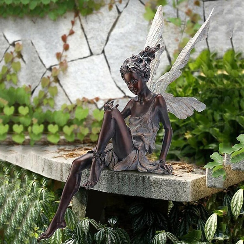 Fairy Statue Angel Fairy Statue, Garden Antique Resin, Realistic Decoration, Family Table Decoration, Garden, Lawn, Courtyard, Porch, Courtyard, Outdoor Decoration4