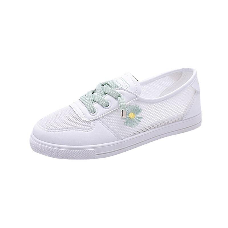 Women's Sneakers Canvas Shoes Comfort Shoes Daily Floral Summer Round Toe Casual Minimalism Mesh Loafer White4