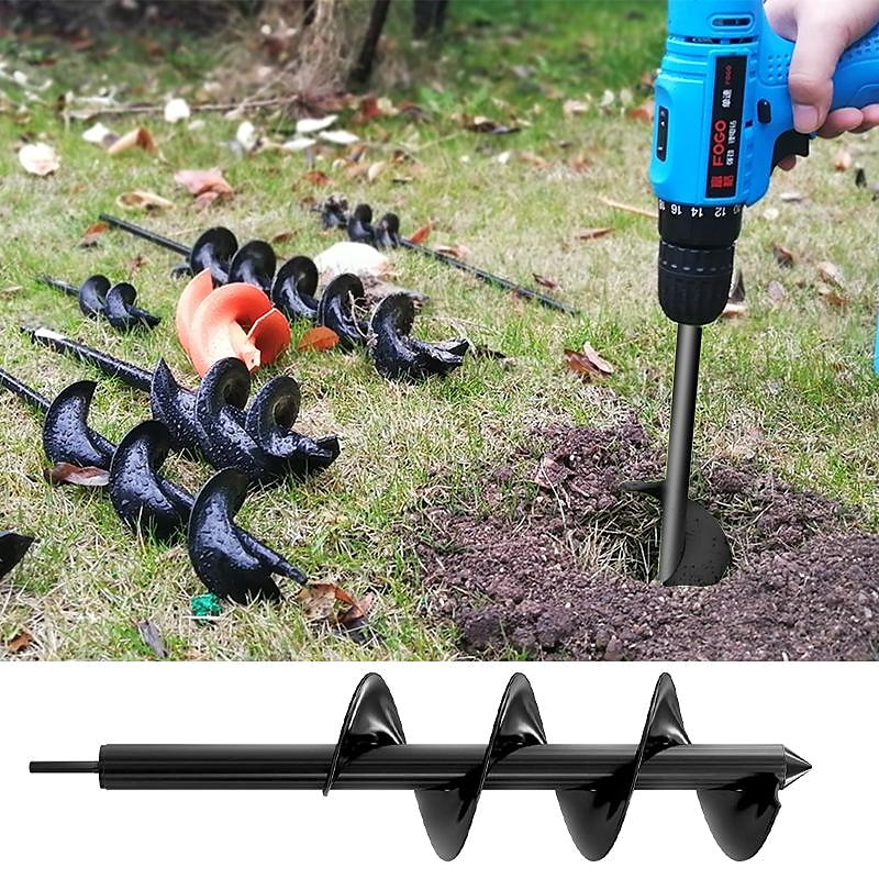 6 Sizes Garden Auger Drill Bit Tool Spiral Hole Digger Ground Drill Earth Drill For Seed Planting Gardening Fence Flower Planter