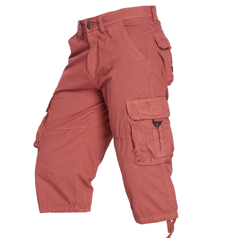 Men's Pink Shorts Tactical Shorts Cargo Shorts Capri Pants Drawstring Flap Pocket Plain Comfort Breathable Outdoor Daily Going out Fashion Streetwear Black Pink