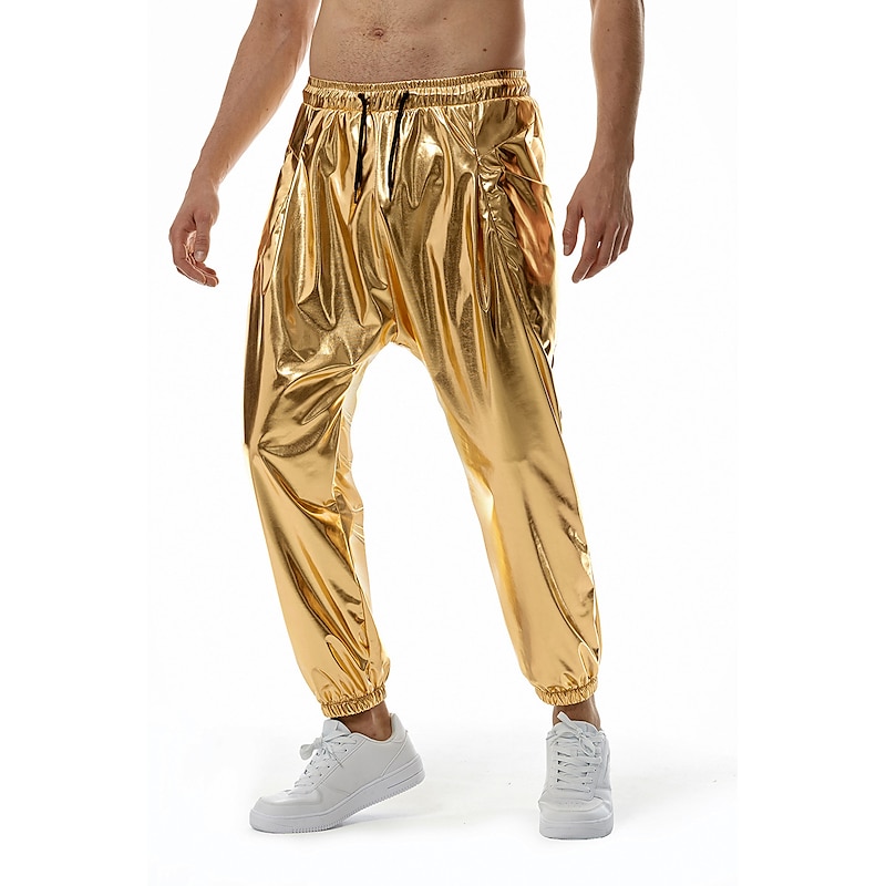 Men's Pants Cargo Pants Loose Pants Hip Hop Dance Costumes Shiny Metallic 1980s Silver Golden4