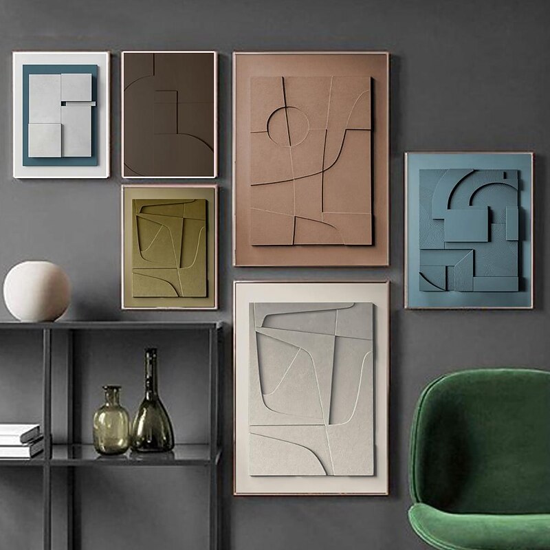 Black And White Abstract Texture 3d Geometry Art Painting On Canvas Prints Modern Minimal Wall Decor Sculptural Poster Pictures