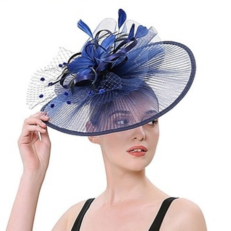Fascinators Tulle Kentucky Derby Horse Race Cocktail Retro Elegant With Feather Tulle Headpiece Headwear3
