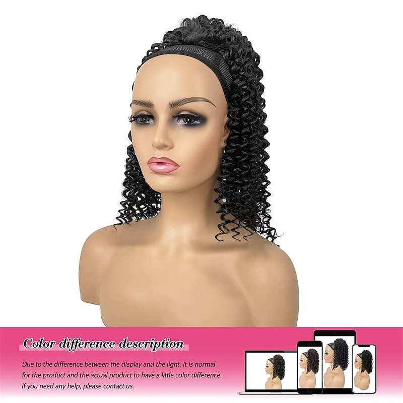 Deep Curly Drawstring Ponytail Extension for Black Women Afro Kinky Curly Pony Tail Hair Piece Synthetic Hair Extensions With 2 Clips 14 Inches3