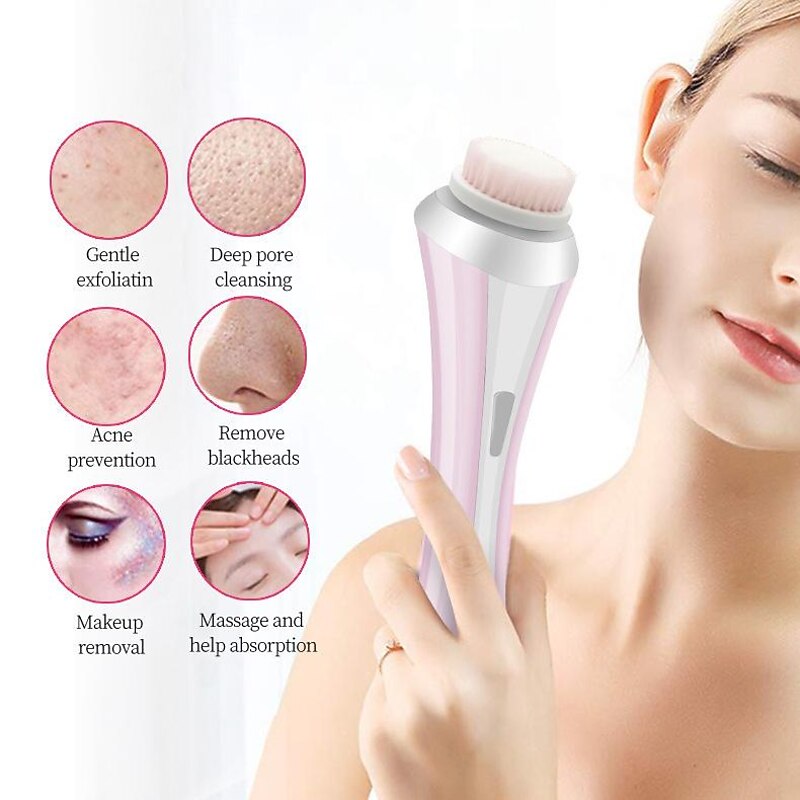 Handheld Facial Cleansing Brush With 4 Interchangeable Heads Lightweight Daily Cleansing Brush For Glowing Skin - Waterproof Facial Exfoliator4