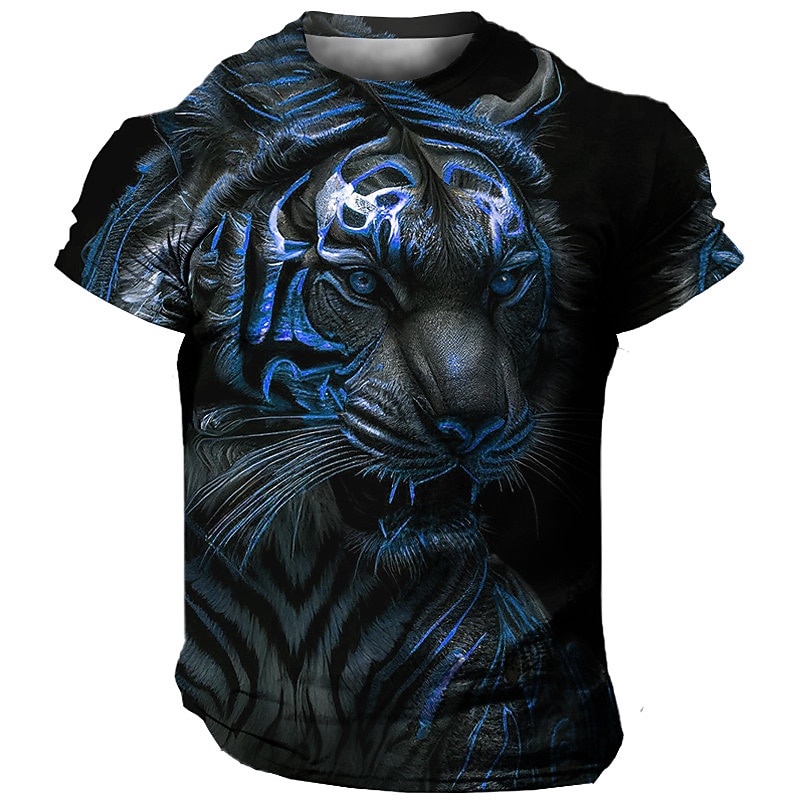 Men's Graphic Animal Tiger T Shirt Short Sleeve T shirt 3D Print Crew Neck Shirt Vintage Fashion Designer Outdoor Daily Sports Blue Orange Green Spring & Summer Clothing Apparel S M L XL 2XL 3XL2