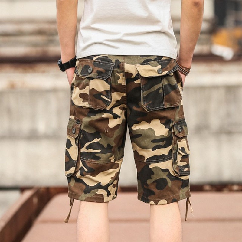 Men's Cargo Shorts Baggy Shorts Multi Pocket 6 Pocket Camouflage Breathable Knee Length Sports Outdoor Streetwear Casual Black Blue2