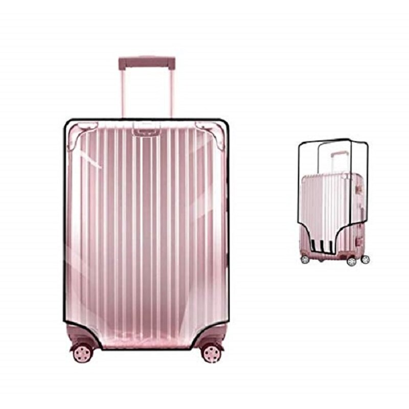 Transparent PVC Trolley Suitcase Protective Cover - Wear-Resistant Travel Case Dust Cover with Leather Trim4