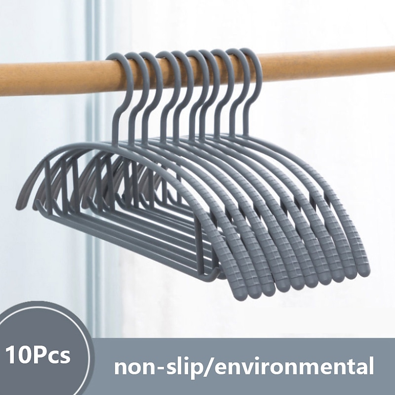 10Pcs Household traceless clothes hanger multifunctional non slip plastic clothes support dormitory adult thick clothes hanger dry and wet dual use4