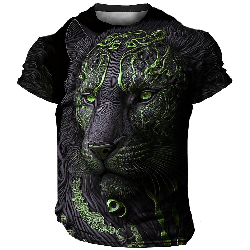 Men's Graphic Animal Tiger T Shirt Short Sleeve T shirt 3D Print Crew Neck Shirt Vintage Fashion Designer Outdoor Daily Sports Light Yellow Dark Yellow Yellow Spring & Summer Clothing Apparel S M L3